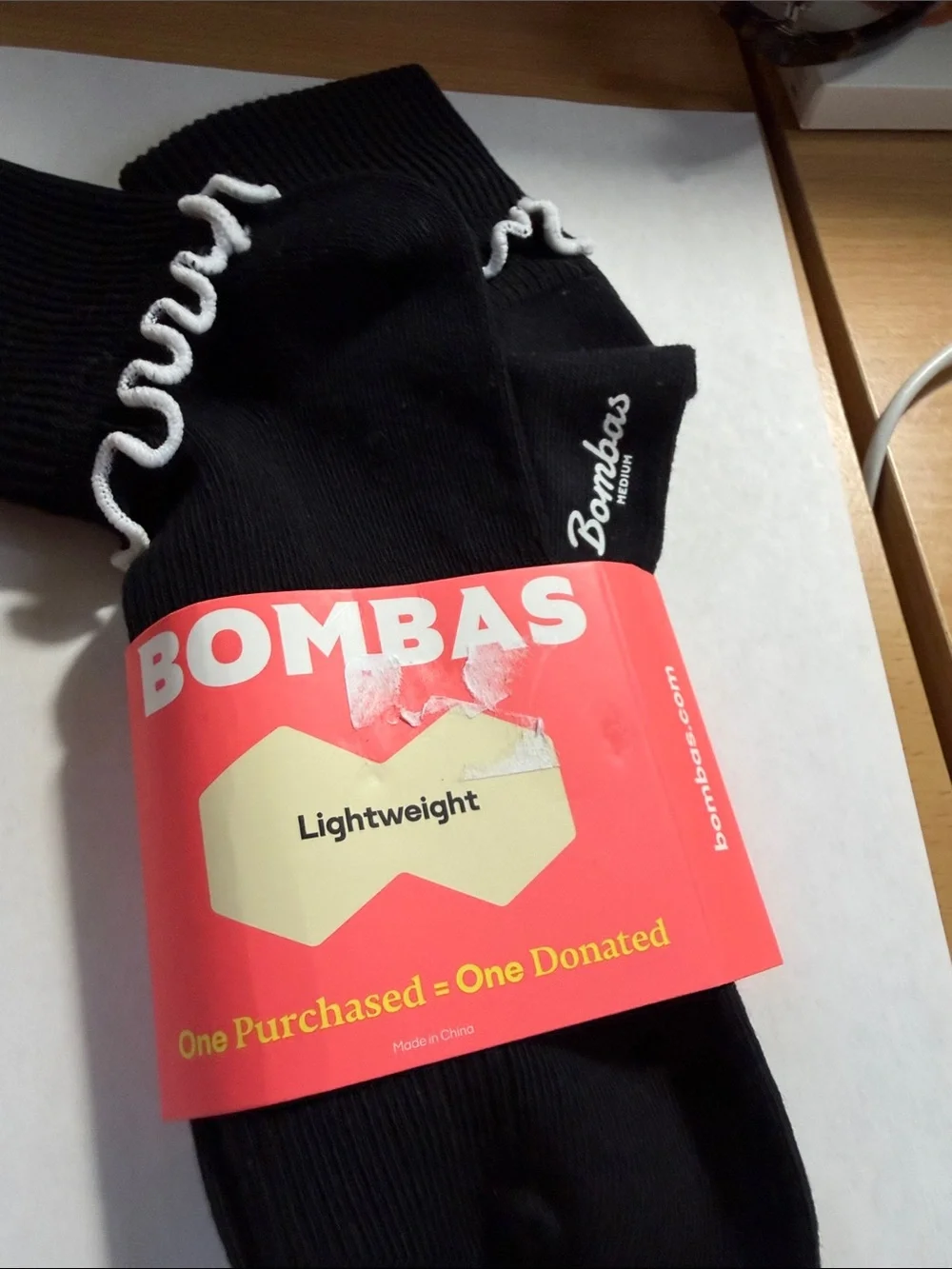 NWTBombas Black Ankle Socks with White Ruffle Trim